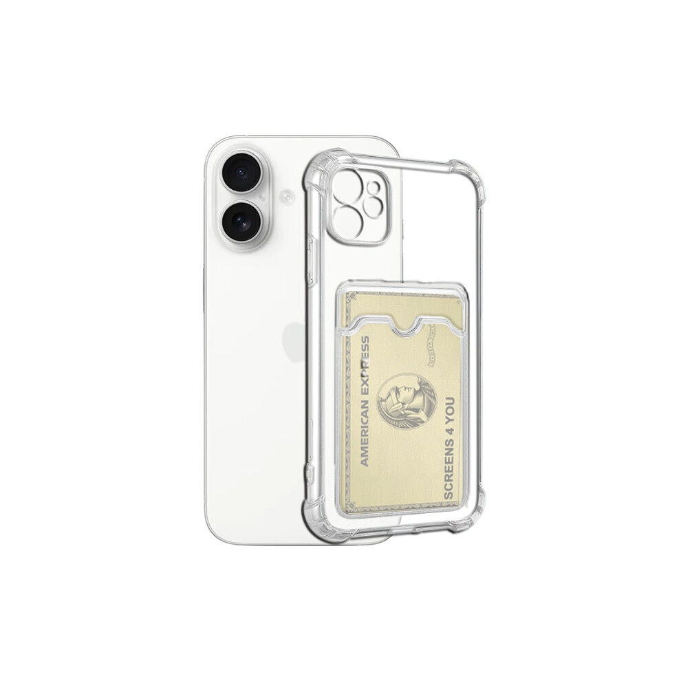 Transparent Compatible With Iphone 16 Plus Case With Card Holder And Camera Protection - Extra Shock Resistant 9389440617766