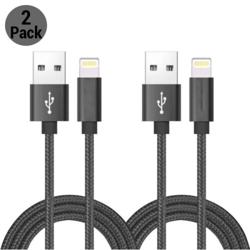 2-Pack 2 meter Lightning compatible with iPhone Charging Cable Black