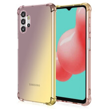 Compatible with Samsung Galaxy A32 - Well-designed Shock-Absorbing Silicone Case Black/Gold
