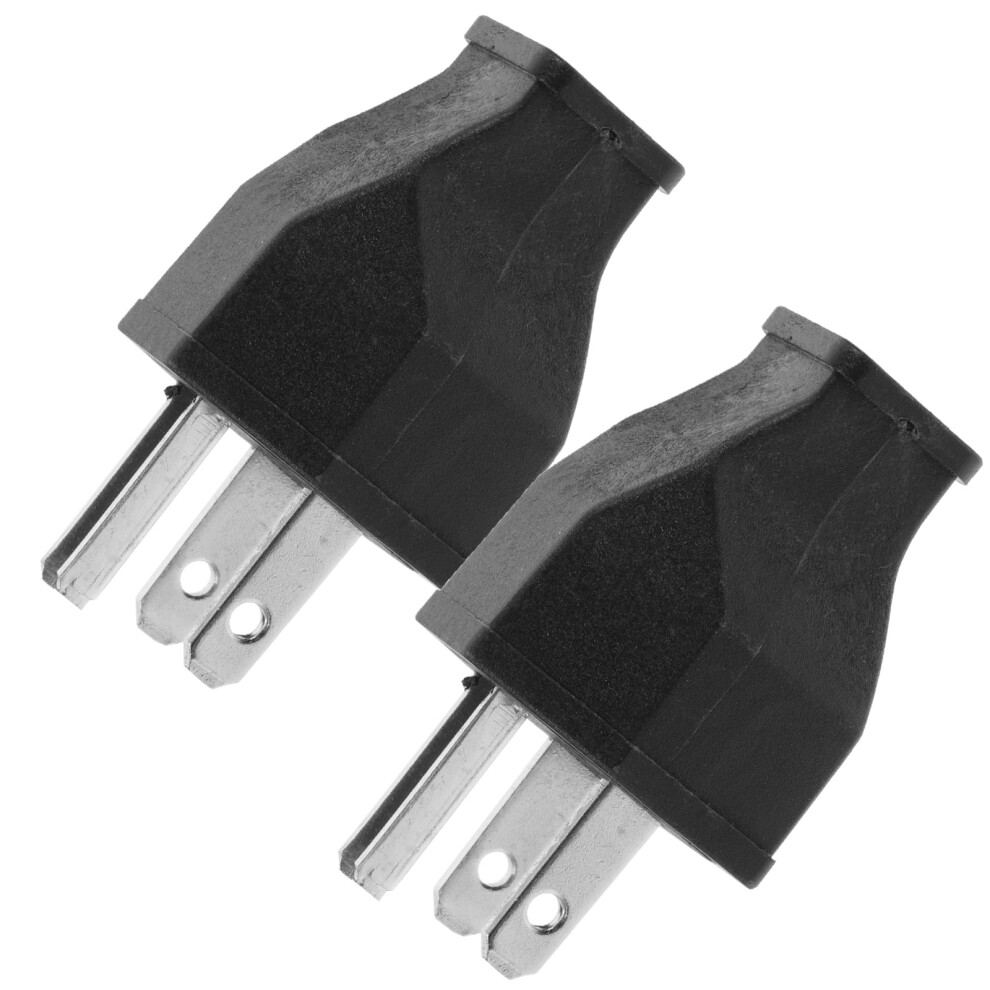 Plug 2 Pcs Male Extension Cord Replacement 3 Prong Copper Abs 9389440618374