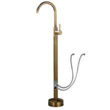 Freestanding Bath Tap Antique Brass Floor Mounted Bathtub Faucet with Single Handle Hot and Cold