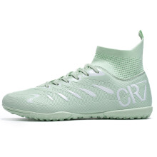 (7001 Broken nails light green, 43) Professional Futsal Shoes High Top IC Indoor Soccer Sneakers Anti-Slip Wear-Resistant Flat Sole Training Shoes