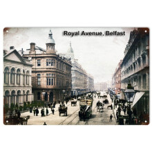 Metalowy, aluminiowy znak w stylu vintage, Royal Avenue Belfast, zewnętrzne znaki ogrodowe i dekoracje ścienne do domu, baru, kuchni i restauracji,