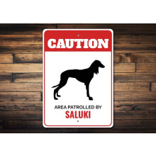 Aluminiowa tabliczka z napisem "Pies Saluki" 8x12 cali - metalowa tabliczka z napisem "Uwaga!", kompatybilna z właścicielami psów rasy saluki,