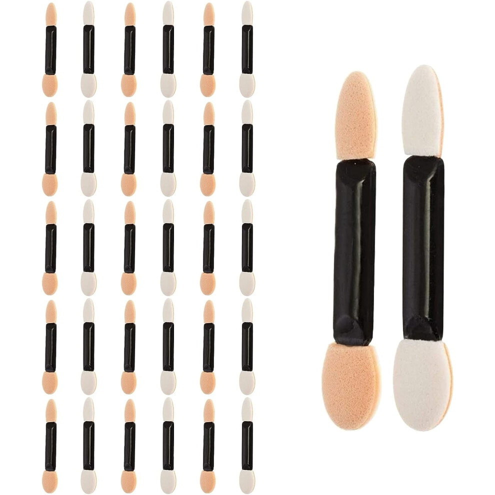 30pcs Dual Sided Oval Eyeshadow Applicators, Disposable Sponge Brushes for Eye Makeup, Beauty Tool (Compatible with All Eyeshadows)