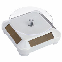 Présentoir solaire rotatif à 360 pour bijoux et montres, compatible avec piles AA ou alimentation solaire, blanc