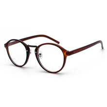 Óculos retrô redondos ovais com lentes marrons transparentes, sem grau.