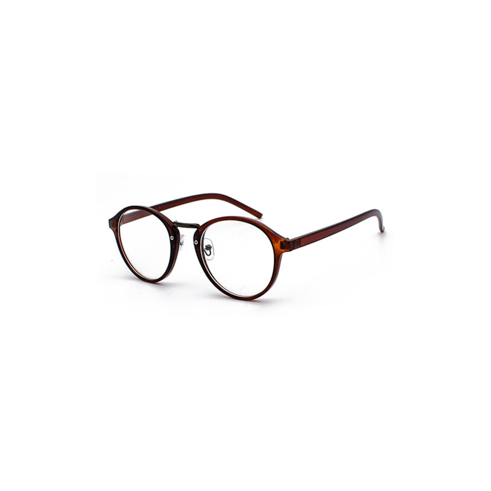 Retro Round Oval Glasses Brown Clear Lenses Without Prescription brown