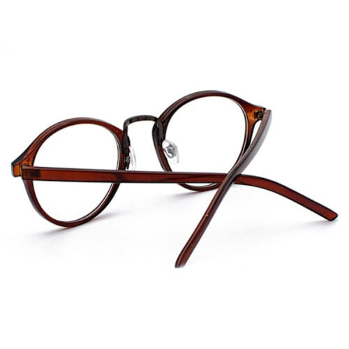 Óculos retrô redondos ovais com lentes marrons transparentes, sem grau. 2