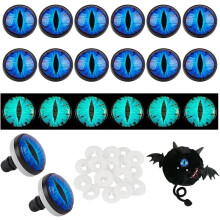 20 Sets Luminous Plastic Safety Craft Eye with Spacer for DIY Doll Toys Puppet Plush Animal Making Blue 21x20mm Pin: 7mm