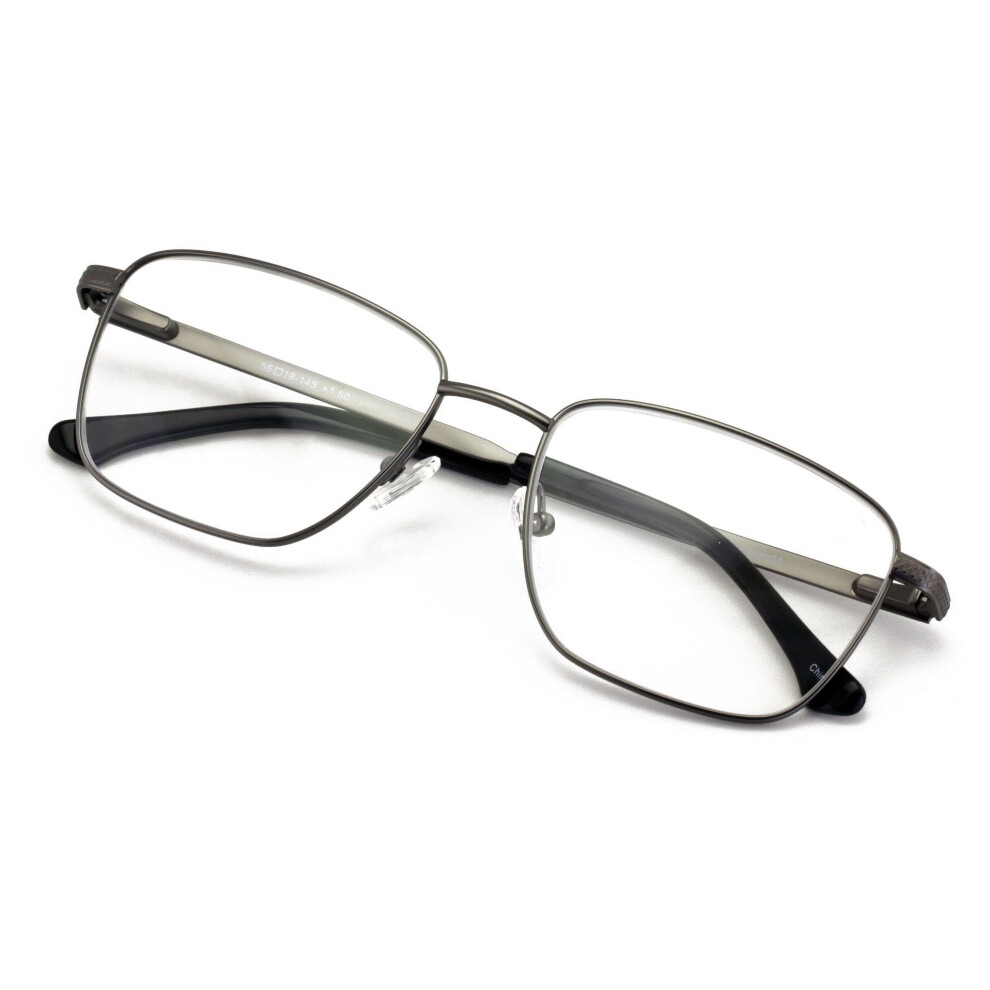 Men Full Titanium Large Wide Reading Glasses - Clear Lens Optical Frame Reader +2.00