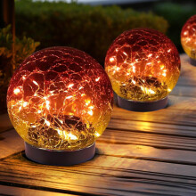 Sfere solari impermeabili per esterni, sfere solari in vetro craquelé per giardino, sfumatura di rosso2, compatibili con decorazioni per esterni