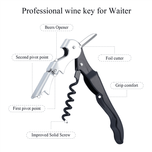 Wine Key Corkscrew - Ανοιχτήρι Κρασιού με Κόφτη Αλουμινόχαρτου, Ανοιχτήρι Μπουκαλιών 1