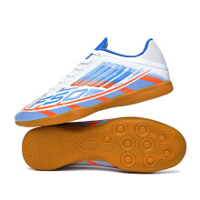 (DF002P-bailan, 38) Womens Futsal Shoes IC Indoor Flat Sole Soccer Sneakers Professional Competition Training Athletic Shoes for Ladies