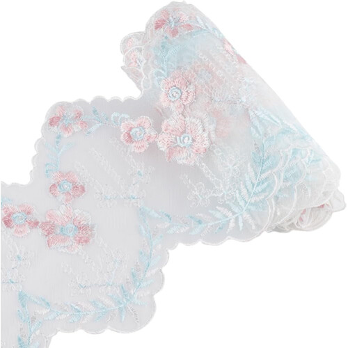 5Yards Floral Κέντημα Δαντέλας, 6,8" Πλάτος Vintage Κυματιστό Ύφασμα Διχτυού για Φόρεμα,