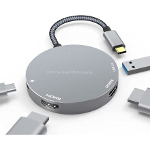 USB-C-auf-Dual-HDMI-Adapter, Thunderbolt 3 Typ-C-auf-Dual-4K-Monitor-Adapter, 4-in-1-USB-C-auf-HDMI-Hub mit 2 HDMI-Anschlüssen