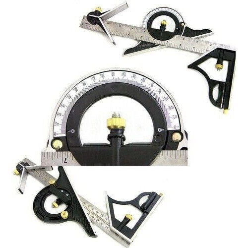 12" SS COMBINATION PROTRACTOR TRI-SQUARE RULER LEVEL MULTI-PURPOSE