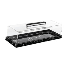 Vitrine de boulangerie Mornei, boîte de présentation, présentoir à gâteaux rectangulaire en acrylique noir