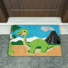 Decorazione a punto annodato a forma di dinosauro, zerbino per porta d'ingresso, tappeto fai da te, cuscino all'uncinetto, arazzo non finito per