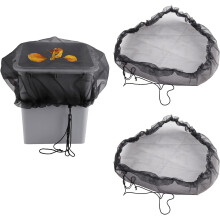 Mesh Cover for Rain Barrels, Compatible with 2' Rainwater Collection System, Black Net with Drawstring to Filter Debris