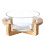 Ensaladera de vidrio Mizh1Set, resistente al calor, con base de madera. 1