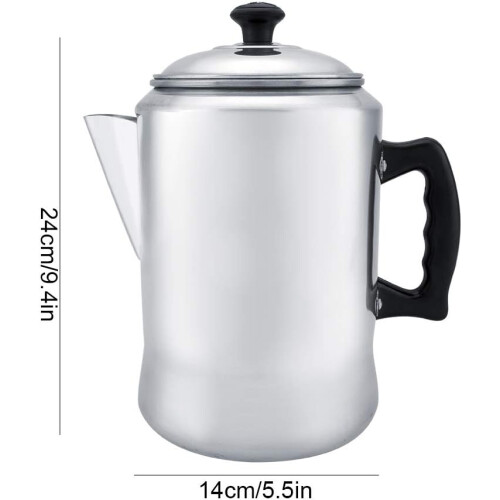 Coffee Percolator Aluminum Stovetop Coffee Maker with Lid, Precise Pour Control, Camping Use 1
