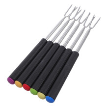 6pcs Stainless Steel Telescopic Fondue Forks Adjustable Skewers for Cheese Chocolate BBQ Party