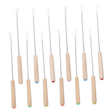 12pcs Stainless Steel Fondue Forks with Wooden Handles, ColorCoded Tips for Cheese, Chocolate, Fruit