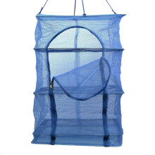 Food Drying Rack, 3 Layer Breathable Nylon Collapsible Hanging Net for Outdoor Vegetables and Herbs, Blue 35x35cm
