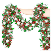 Christmas Tinsel Garland 4 Pcs Multicolor Snowflake Design for Christmas Tree and Holiday Decor