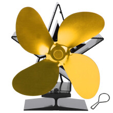 4 Blade Heat Powered Wood Stove Fan Gold, Efficient Heat Distribution Fireplace Accessory