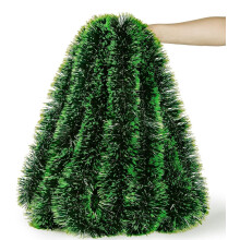6 Pcs 6ft Dark Green Christmas Tinsel Garland for Xmas Tree Decorations Indoor Outdoor Decor