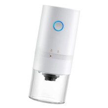 Electric Coffee Grinder Rechargeable 1500mAh Battery Ceramic Burr Adjustable Grind for Travel Office White