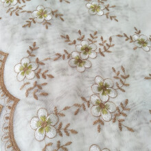 Brown Embroidered Sheer Curtains for Living Room and Kids Room Soft Light Filtering 52x63 Inch