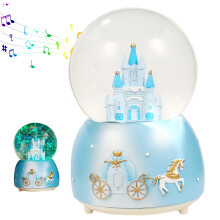 Musical Snow Globe with Colorful Glitter LED Lights, Romantic Castle Design, No Battery Type2