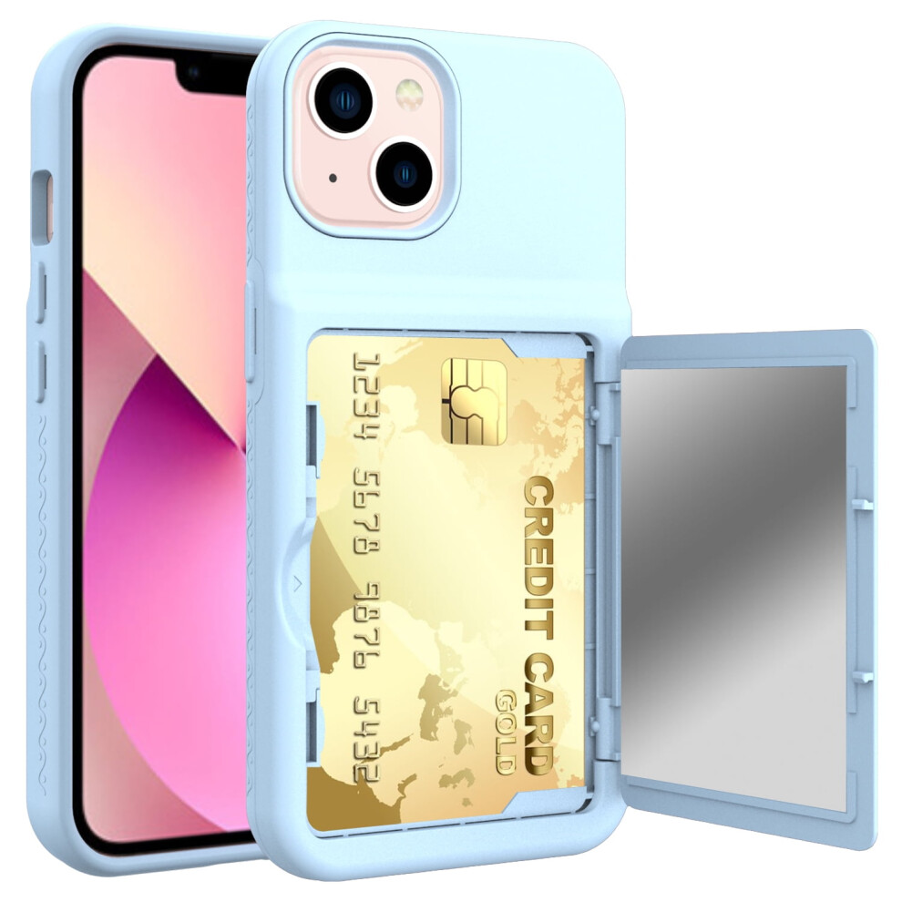 Wallet Case For Iphone 13, Card Holder, Shockproof Anti-Slip Hybrid Pc Rubber Case Cover, Clear Pink 9173940809277
