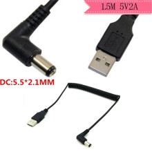 DC-strömkontakt USB-konvertering till 5,5*2,1 mm/DC5521L-formad hona 5,5 mm x 2,1 mm 5,5 x 2,1 mm rätvinklig laddningskabel