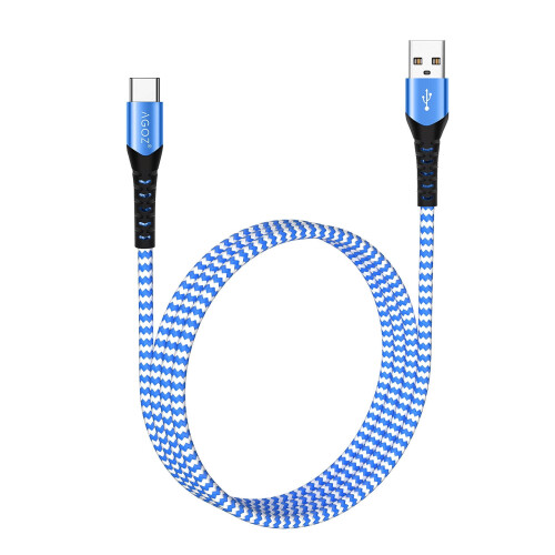 Καλώδιο γρήγορης φόρτισης USB C σε μπλε χρώμα Agoz6ft για Samsung Galaxy S24/S23/S22, S10/S9, Note20/10,