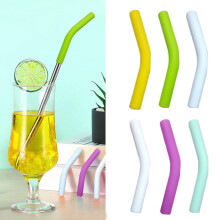 Hariumiu 6Pcs Silicone Straw Tips Flexible Reusable Food Grade Straw Covers Elbow Straw Replacement Tip for Hydraflow Stainless Steel Straws
