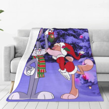 Roztomilá anime deka s Bugs Bunny, super měkká, lehká a útulná flanelová deka pro dívky a chlapce, 60"x50", pro celoroční použití