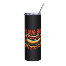 Hot Dog Lover Skinny Slim Tumbler, I Love Big Glizzies (Svart)