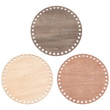 Set runde Holzkorbböden in 3 Farben (7-8 Zoll), kompatibel mit Häkelkorbböden für DIY-Webprojekte, 8 mm Loch, Burlywood/Schwarz/Gelb