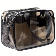 Neceser grande y transparente, neceser de maquillaje, bolsa de aseo, bolsa de cosméticos impermeable para viajes, bolsa transparente de PVC con