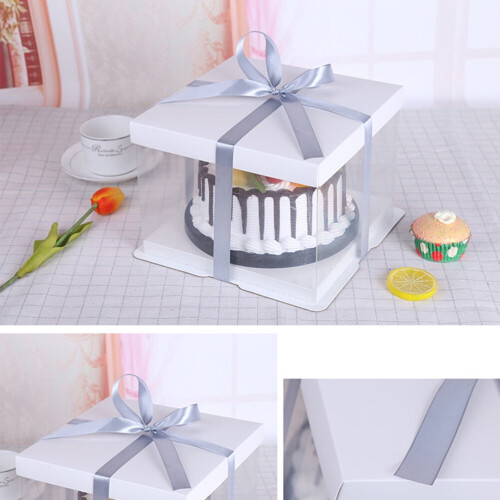 Cake Packaging Boxes Bakery Cupcake Stand Dessert Square Containers with Lids Chocolate Chip Muffins White 2