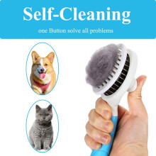Dog & Cat Brush, Self-Cleaning Slicker Brush for Shedding - Removes Loose Undercoat, Mats, Tangles | Grooming Comb with Massage Function