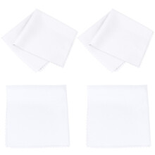 4pcs Solid Color Napkin Cloth Simple Style Table Cloth Tableware Pad Placemat for Home Restaurant Hotel (White)