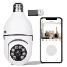 Konghyp Outdoor 1080P E27 Bulb Camera with 2.4GHz WiFi, 360 Indoor Home Security Camera, Full Color Day and Night Surveillance