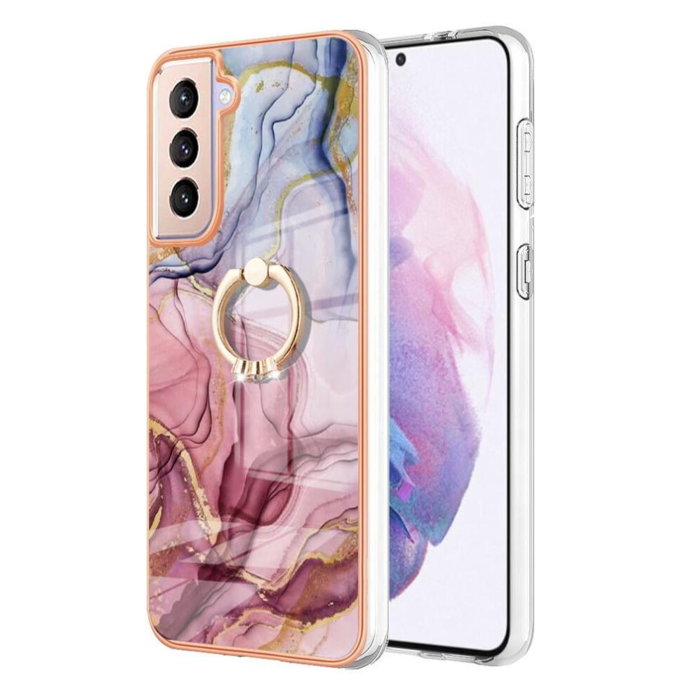 Case For Compatible With Samsung Galaxy S21 Plus 5G Bumper 360 Rotatable Ring Marble Shockproof Tpu Silicone 9389440307155