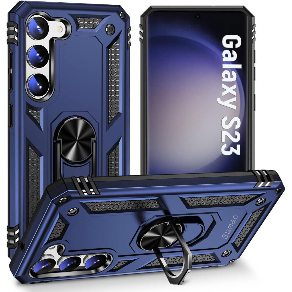Sumao Compatible With Samsung Galaxy S23 Case For Stand Heavy Duty Drop Protection Rugged Shockproof Case- Blue 9389440307407