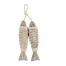 Wood Fish Decor Ornament, 2PCS Wall Decoration Door Hanging Beach Theme Decor for Home Mediterranean Style Home Ornament